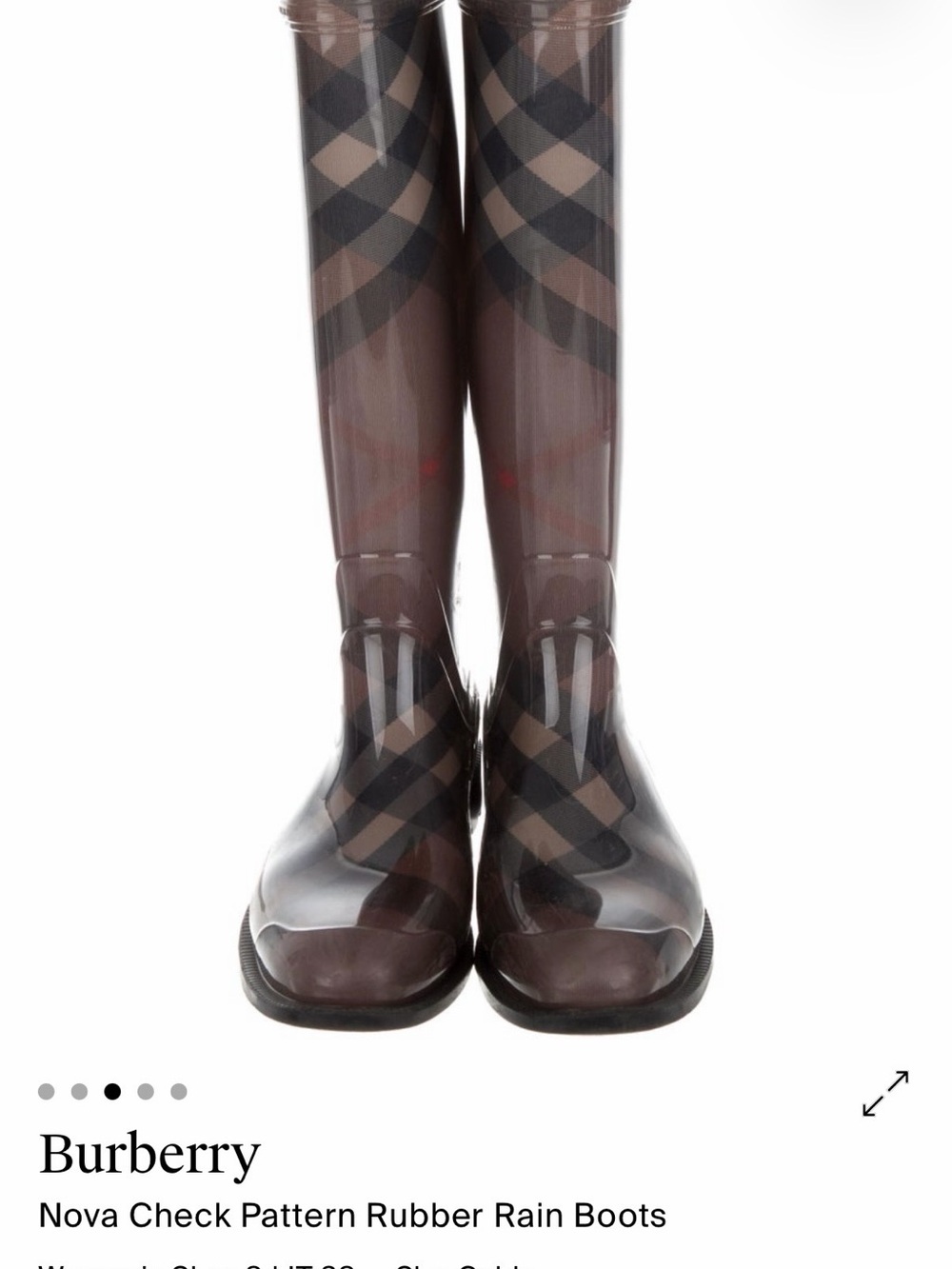 Burberry Brown Nova Check Tall Rubber Rain Boots